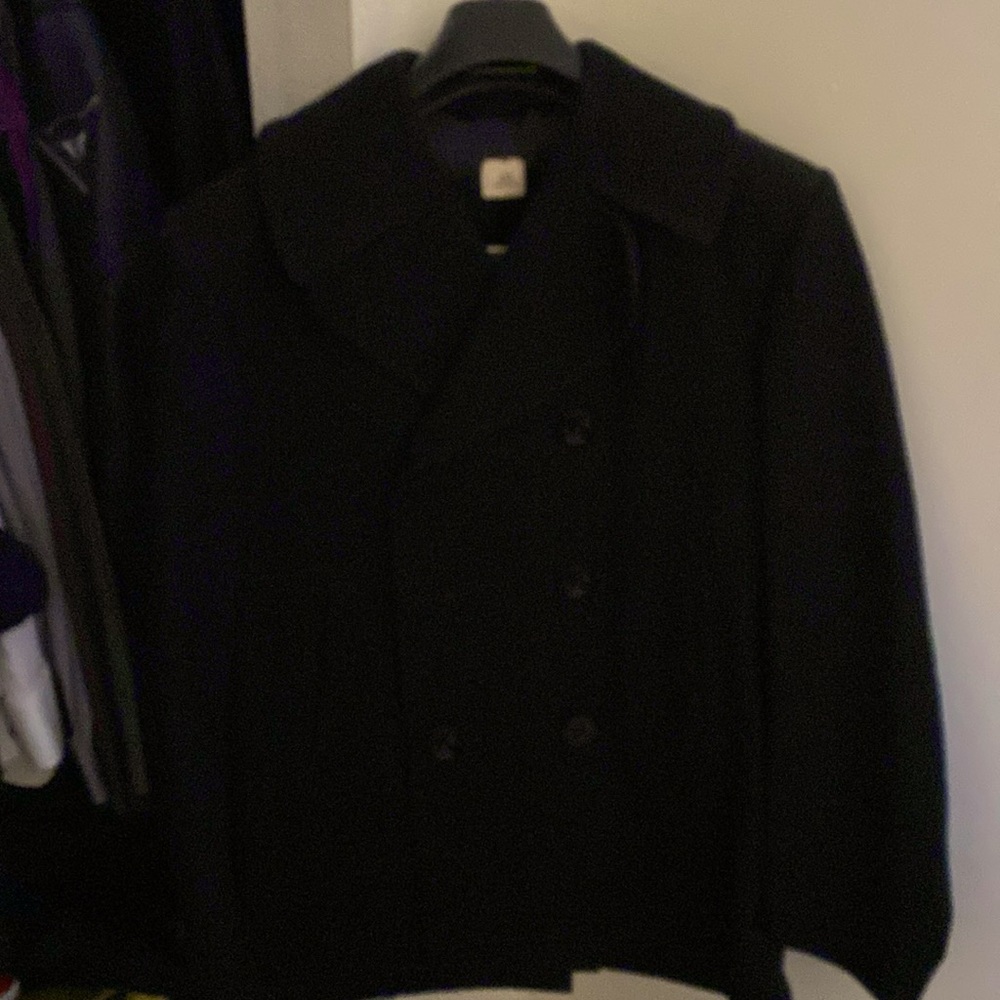 Black Navy pea coat 42R